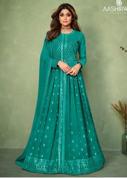 Sky Blue Real Georgette Gown